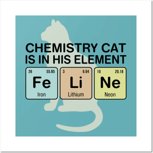 Chemistry Cat - Fe Li Ne Posters and Art